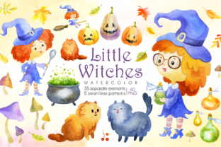 Little Witches: Halloween Watercolor Illustrations