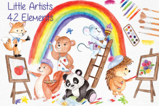 Watercolor Animals Kids Clipart & Illustrations
