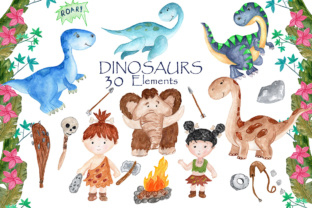 Watercolor Dinosaur Clipart & Illustrations