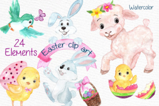 Watercolor Easter Clipart for Local Branding