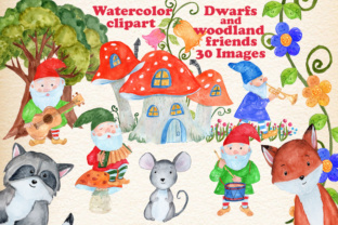 Watercolor Forest Gnomes & Animals for Embroidery