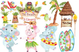 Watercolor Hawaii Clipart for Embroidery