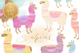 Watercolor Lama Alpaca Clipart & Illustrations