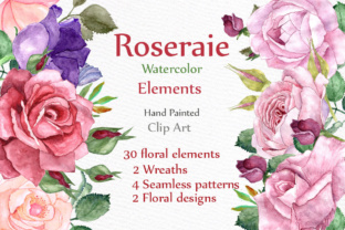 Watercolor Roses Clipart for Embroidery