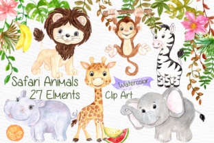 Watercolor Safari Animals Clipart & Illustrations