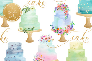 Watercolor Wedding Cake Clipart & Illustrations