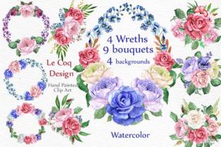 Watercolor Wreaths Clip Art & Illustrations